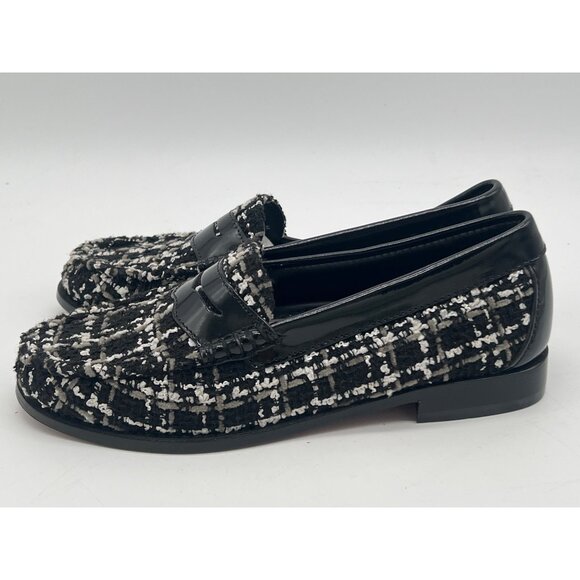 G.H. Bass Womens Weejuns Black & White Tweed Loafers With Patent Leather Accent - Picture 3 of 12